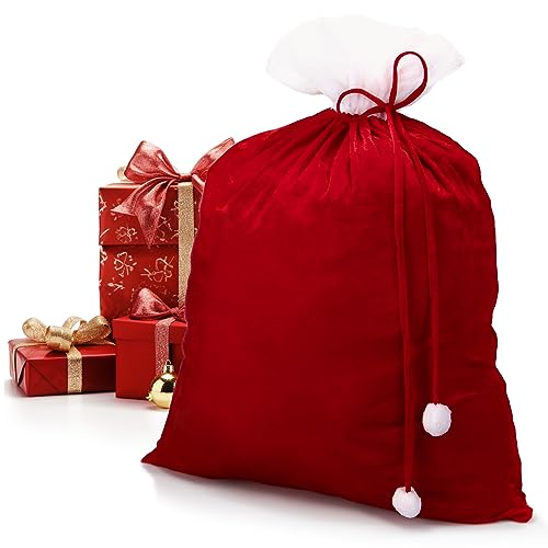 com-four® Noble Borsa Natalizia XXL in Velluto con Una Lunga Corda e...