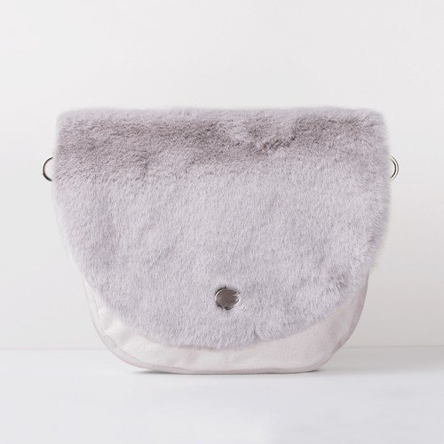 JU'STO Justo J-HOOP CANVAS CON PATTA ECOPELLICCIA GRIGIO CHIARO