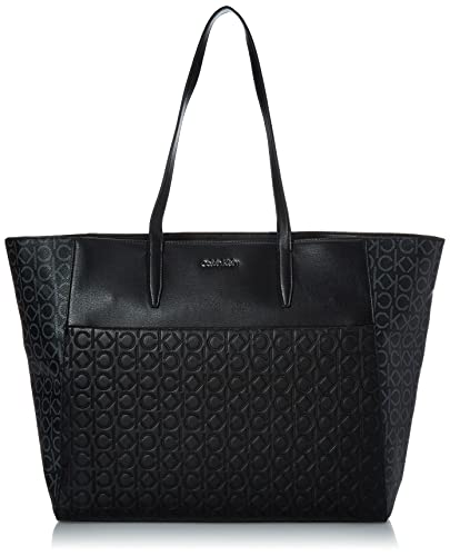 Calvin Klein Monogram Mix Shopper with Laptop Pouch Black Mono