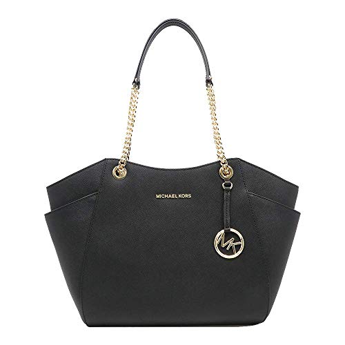 Michael Kors Borsa a tracolla in pelle saffiano Jet Set, Nero, Taglia...