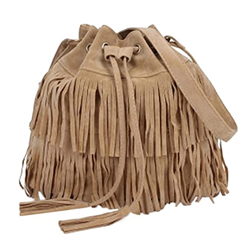 DASNTERED Retro Faux Suede Frange Nappe Borsa a tracolla Donna...