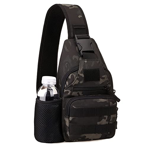 HUNTVP® Zaino Monospalla Uomo Tattico Borsa Petto Impermeabile Borsa...