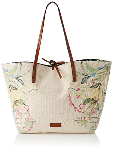 Desigual Fabric Shopping Bag, Borsa a Tracolla Donna, Bianco, U