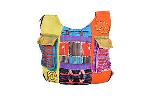 TATTOPANI Borsa a tracolla lunga multicolore donna Hippie...