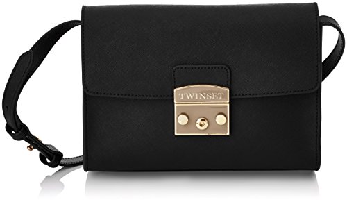 Twin Set As7t51, Borsa a Tracolla Donna, Nero, 8x16x22 cm (W x H x L)
