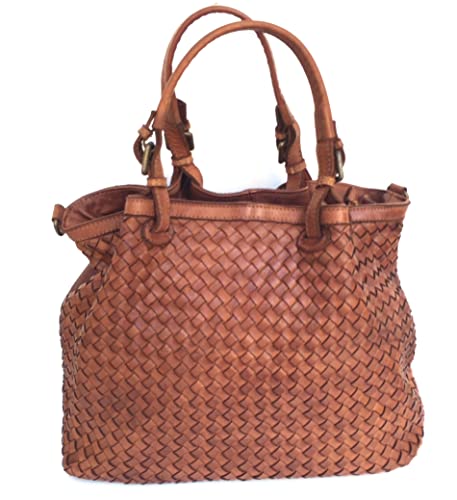 Superflybags Borsa a Mano In Vera Pelle Vintage Intrecciata modello...