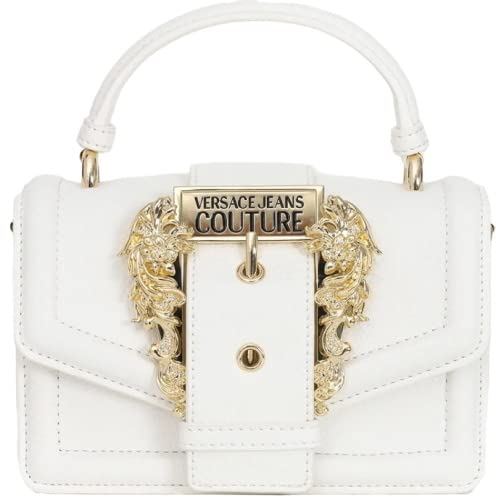 Versace Jeans Couture Borsa stampa grana dollaro con fibbia oro Bianco...