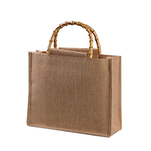 ZZALLL Borsa per la Spesa Portatile in Juta di Juta Borsa in bambù...