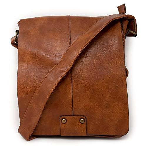 Emila Borsa color cuoio tracolla uomo ecopelle grande messenger da...