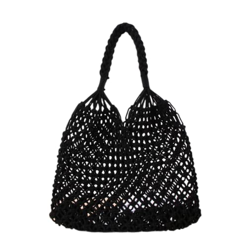 Borsa di paglia fatta a mano da viaggio estate spiaggia rete da pesca...