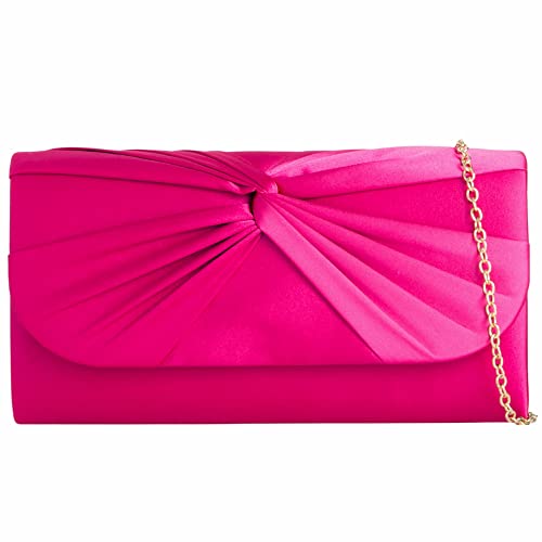 Pochette in raso pieghettato stile nuziale Prom Wedding Evening...