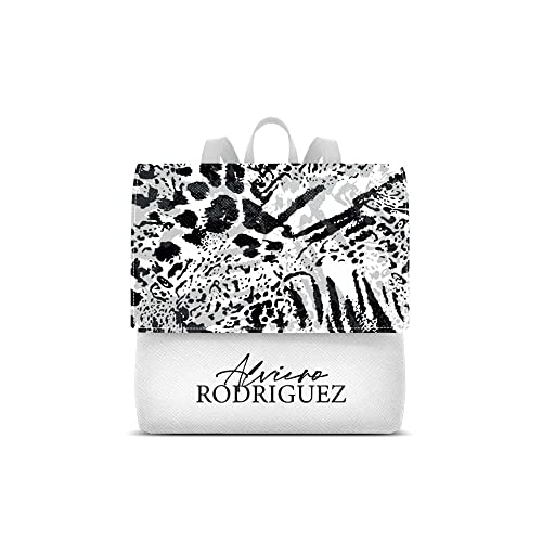 Alviero Rodriguez Zainetto Lux Bianco Animal Print Pattern Zaino donna moda casual ecopelle