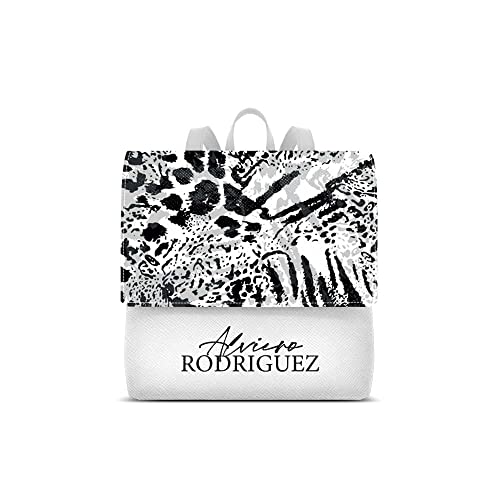 Alviero Rodriguez Zainetto Lux Bianco Animal Print Pattern Zaino donna...
