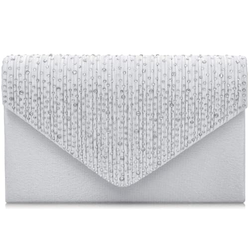 Milisente Donna Clutch Bag Satin Clutch Purse Borse da sera strass...