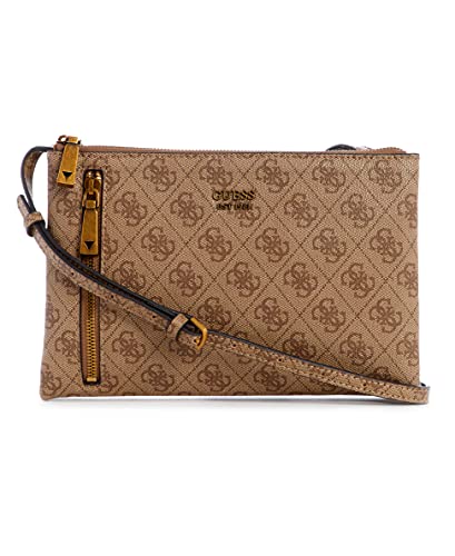 Guess NAYA Double Zip Crossbody, Borsa Donna, Latte, Taglia Unica