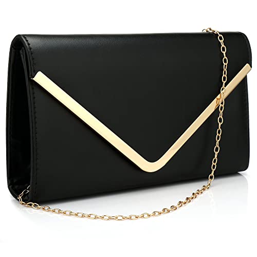 Milky Way Pochette da sera da donna borsa in ecopelle con catena patta...