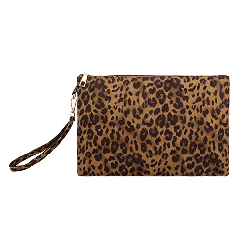 Demiawaking Pochette da Polso Donna in Flanella Stampa Leopardo Borsa...
