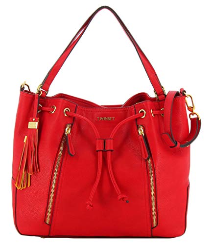 Twinset secchiello grande rosso in similpelle per donna, 37x31x11 cm