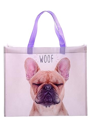 Puckator Borsa per la spesa Bulldog francese, 33 x 40 x 16,5 cm...