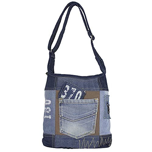 Sunsa - Borsa a tracolla da donna, piccola borsa in tela, con jeans e...