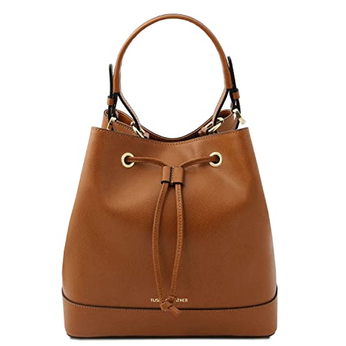 Tuscany Leather Minerva Borsa secchiello in pelle Cognac