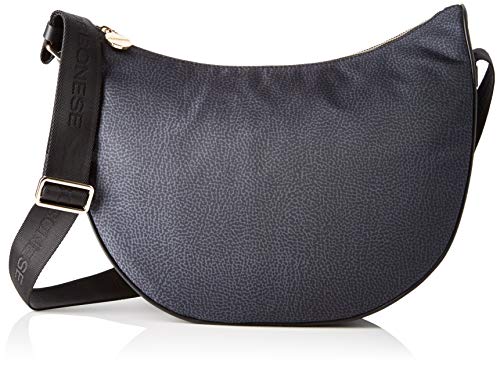 Borbonese Luna Bag Middle, Borsa a Tracolla Donna, Nero (Nero),...