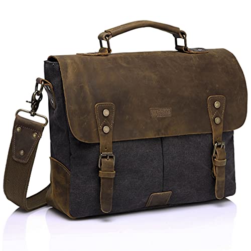 VASCHY Borsa a tracolla vintage per uomo e donna, in tela di pelle,...