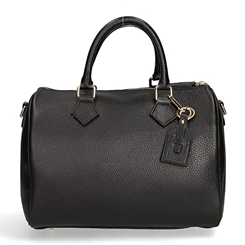 Chicca Borse Borsa Donna a Mano Pelle con Tracolla Bauletto, Nero