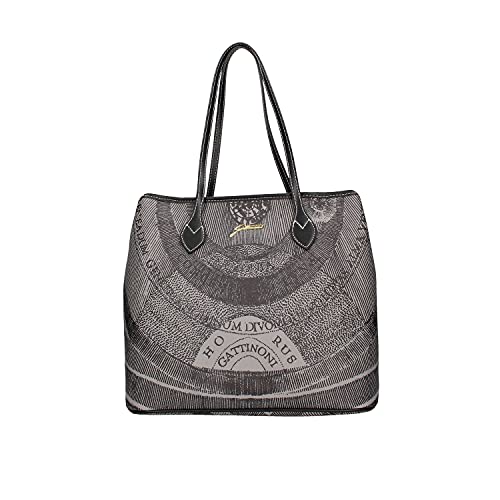 Gattinoni Shopping Bag Medium Planetarium mono black Finiture in Pelle...
