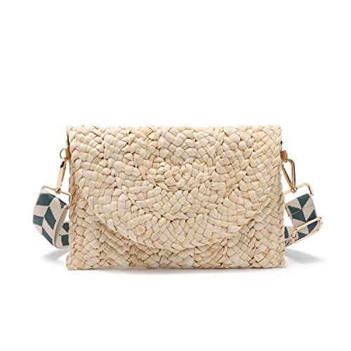 Syrads Pochette estive da donna in paglia intrecciata Borsa a tracolla...