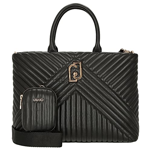 Borsa donna Liu-jo mano/tracolla tote M nero ecopelle trapuntato...