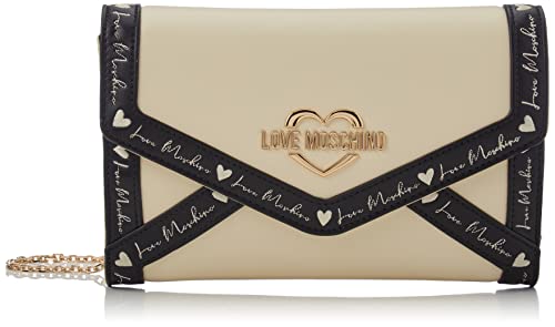 Love Moschino Borsa Pu Avorio + Pu Nero, BORSA A SPALLA Donna,...