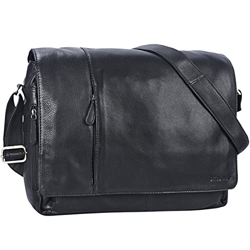 STILORD Borsa a tracolla in pelle nera Borsa porta PC da 15.6 pollici...