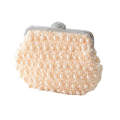 AHDMR Piccola pochette da sera da donna, borsetta in perla rosa,...