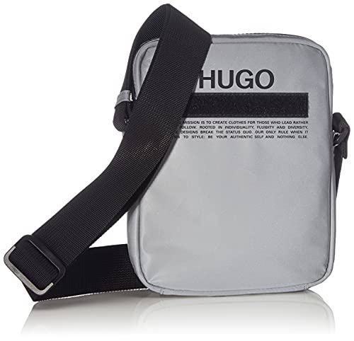 HUGO Record SP_NS - Borsa da uomo con cerniera, Silver40, ONESI