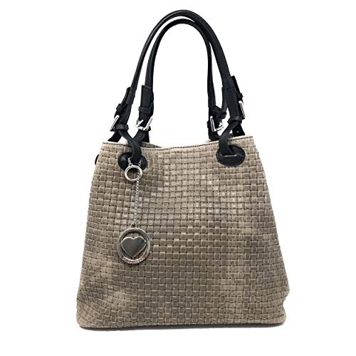 Chicca Borse Borsa a Mano con Tracolla da Donna Realizzata in Vera...