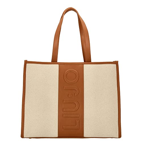Borsa Liu Jo lucente L shopper maxi logo NA2065 T0078 caramello