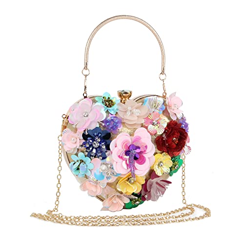 EVEOUT Pochette e Clutch da donna a forma di cuore decorato con fiori...