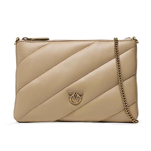 Pinko Flat Pouch Sheep Nappa, Borsa Donna, D28Q_Beige Safari-Antique...
