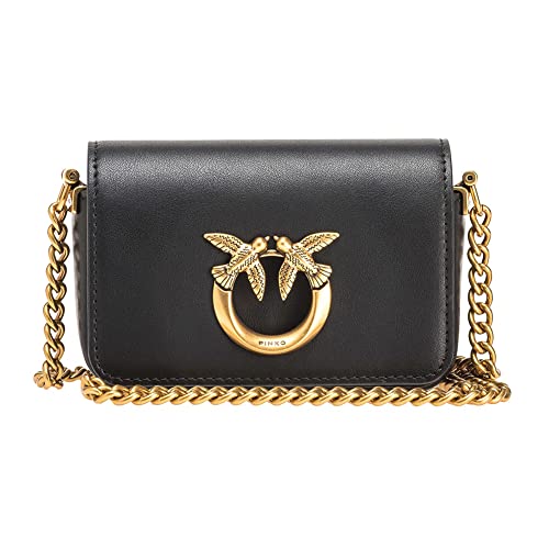 Pinko Love Click Micro Vitello Seta, Borsa Donna, Z99Q_Nero-Antique...
