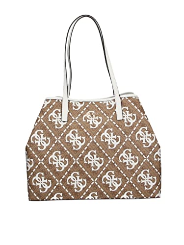 Guess Vikky Large Tote, Borsa Donna, Latte Logo/White, Unica