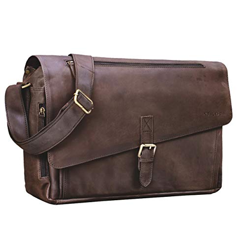 STILORD 'Merlin' Borsa a tracolla vintage in pelle Cartella Messenger...