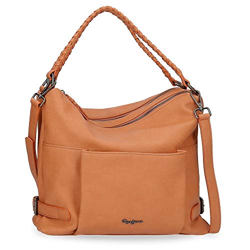 Pepe Jeans Braid Borsa donna Marrone 33x30x12 cms finta pelle