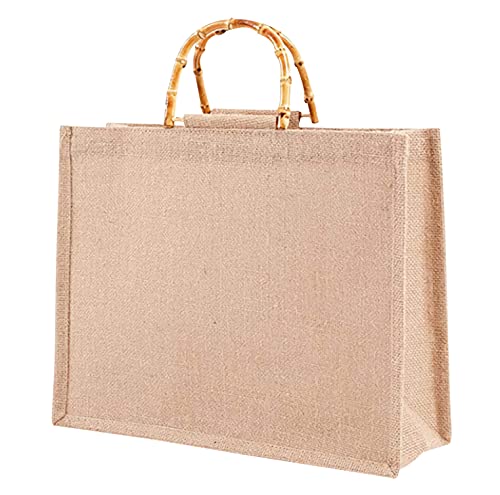 Phantasy Borsa Juta naturale con manico in bambù artistico,...