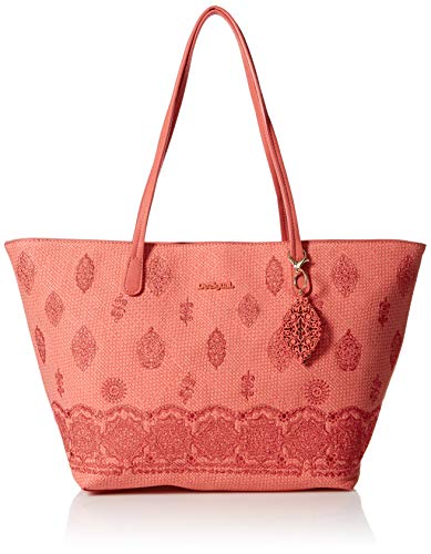 Desigual Paola Capri Zipper Shoulder Bag Rosa Plateado