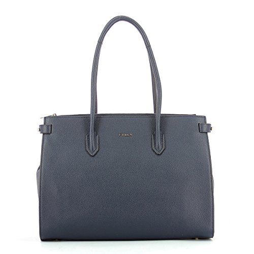 FURLA PIN Borsa dnna a due manici e tre scomparti in pelle BLU