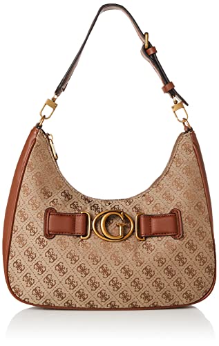 Guess Borsa donna spalla Hobo aviana 4g logo beige/cognac multilogo...