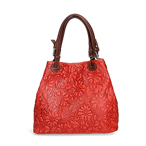 Borsa a Mano Stampa Floreale da Donna con Tracolla in vera pelle made...