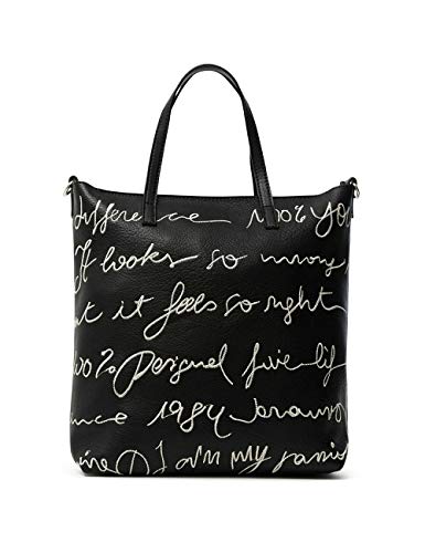 Desigual PU Shopping Bag, Borsa Shopper Donna, Nero, U