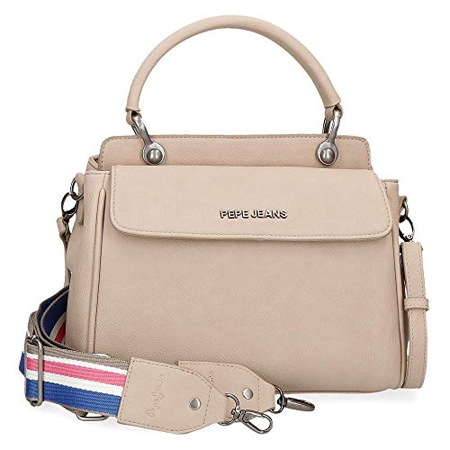 Pepe Jeans Eva, Tracolla con Patta Donna, Taupe, 26x14x5 CMS